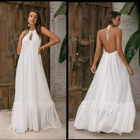 Love and Lemonade White Halter Dress Sz S - Picture 1 of 12